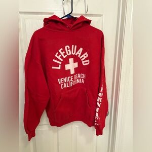Red Lifeguard Hoodie Venice Beach Size Large